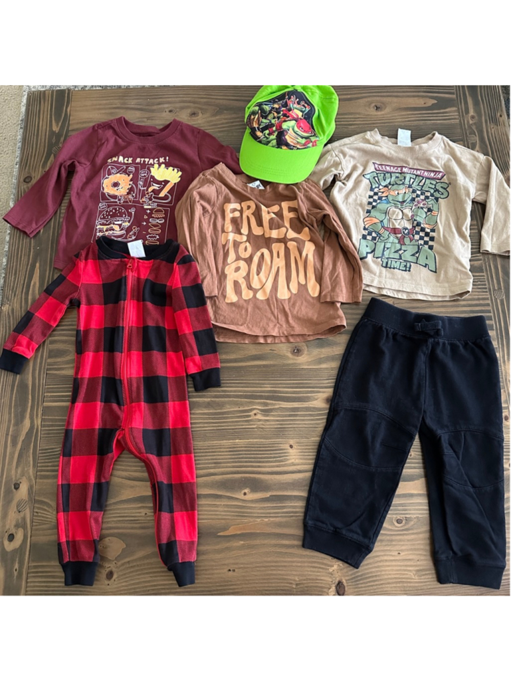 Baby Boys Clothing Lot 12-18M Plaid Pajamas TMNT Free To Roam 6 Pc